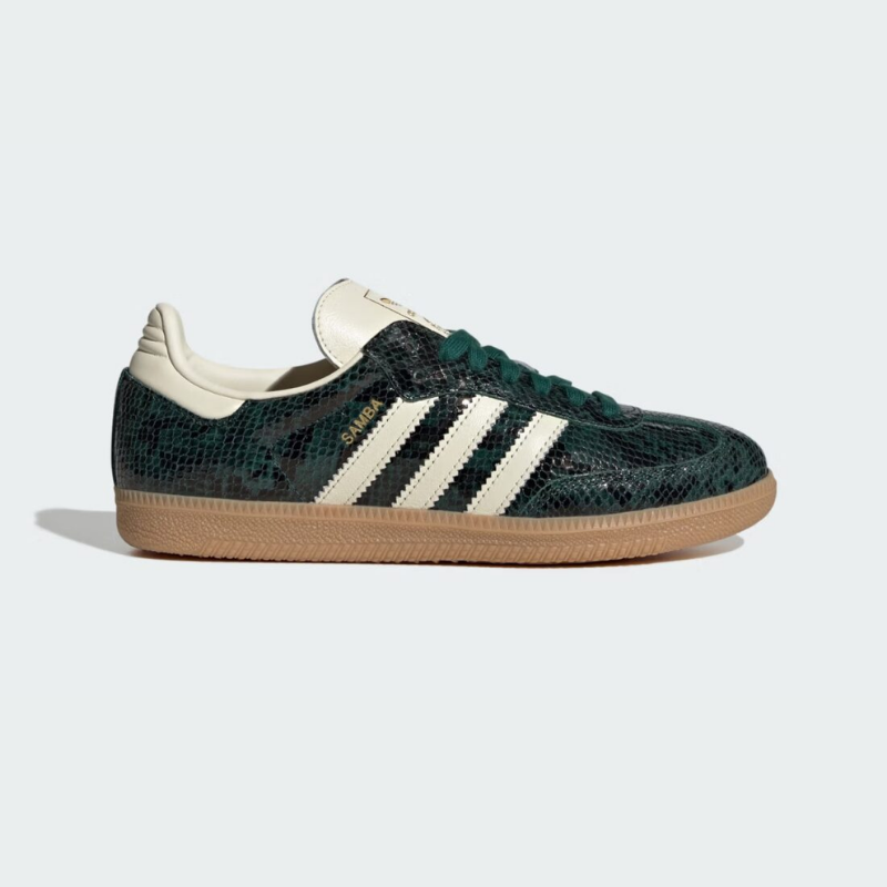 AD Samba OG Femme – Baskets Cuir Craquelé Métallisé Vert