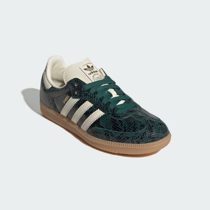 AD Samba OG Femme – Baskets Cuir Craquelé Métallisé Vert