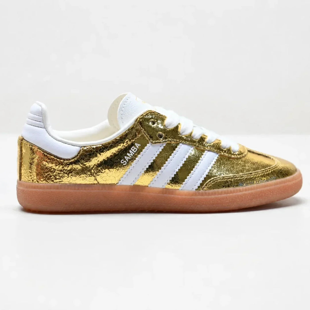 AD Samba OG Femme – Baskets Cuir Craquelé Métallisé Or