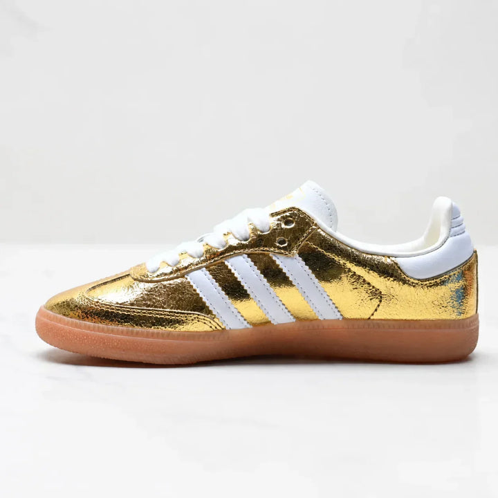 AD Samba OG Femme – Baskets Cuir Craquelé Métallisé Or